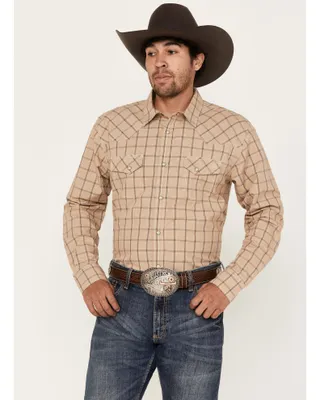Blue Ranchwear Men's Twill Plaid Print Long Sleeve Western Snap Shirt