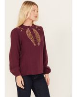 Cleo + Wolf Women's Floral Embroidered Blouse