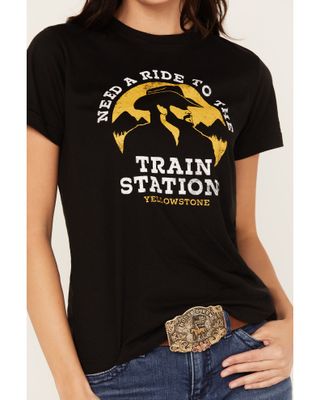 Changes Women's Yellowstone Train Station Short Sleeve Graphic Tee