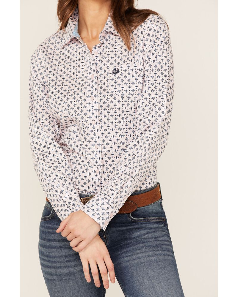 Cinch Women's Geo Print Long Sleeve Button-Down Western Shirt