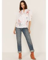 Johnny Was Women's Embroidered Lisbon Short Sleeve Button-Down Blouse