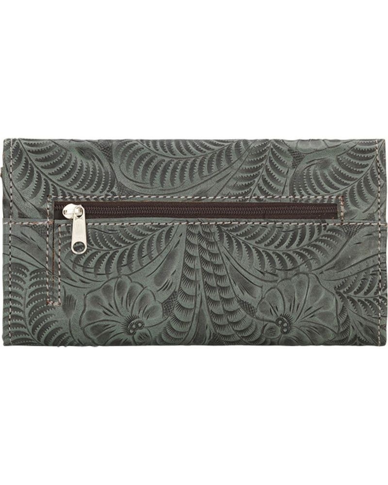 American West Women's Tooled Tri-Fold Wallet