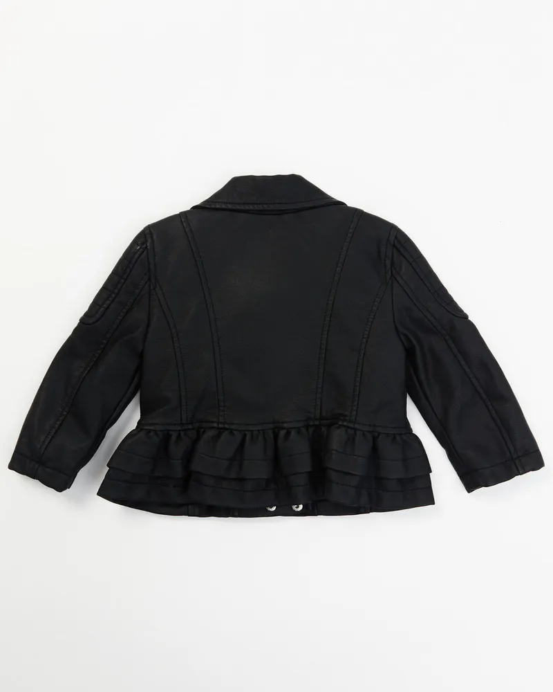 Urban Republic Infant Girls' Quilted Faux Leather Ruffle Moto Jacket
