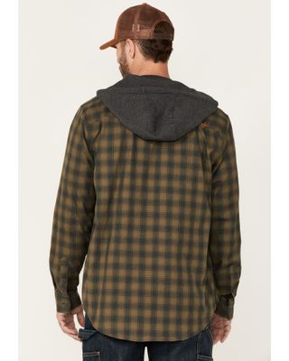 Hawx Men's Olive Plaid Robertson Button-Down Hooded Work Flannel Shirt