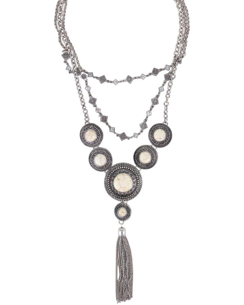 Shyanne Women's Concho Layered Tassel Necklace