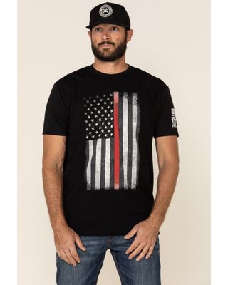 Brothers & Arms Men's Red Line Flag Graphic Short Sleeve T-Shirt