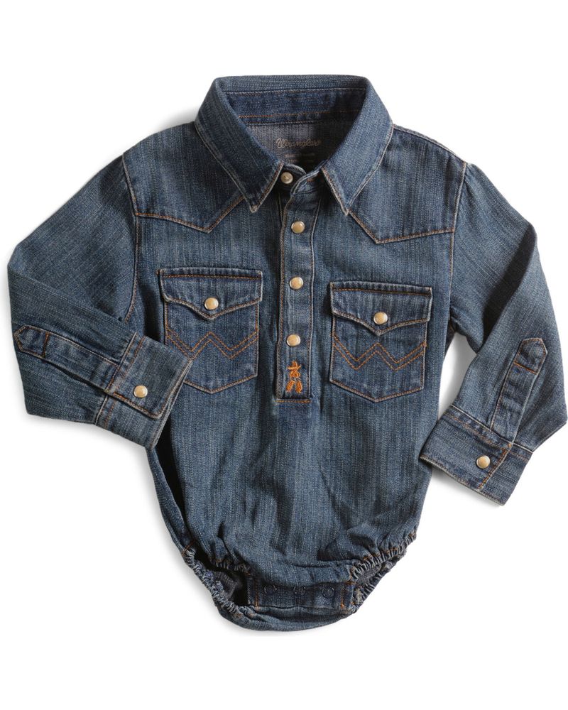 Wrangler Infant Boys' Denim Shirt Onesie 3-18 months | Alexandria Mall