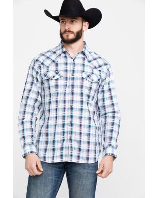Moonshine Spirit Men's Fireball Plaid Long Sleeve Western Shirt