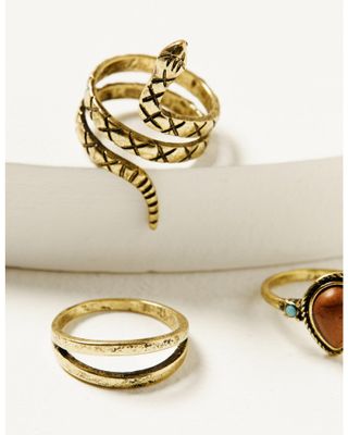 Shyanne Women's 3-piece Gold Snake Ring Set