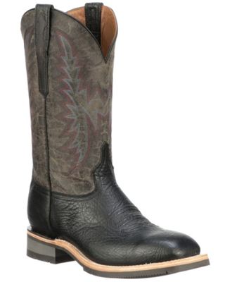 Lucchese Men's Anthracite Black Western Boots - Broad Square Toe