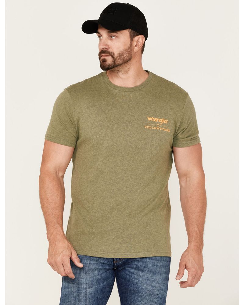 Wrangler Men's Heathered Yellowstone Dutton Ranch Graphic T-Shirt