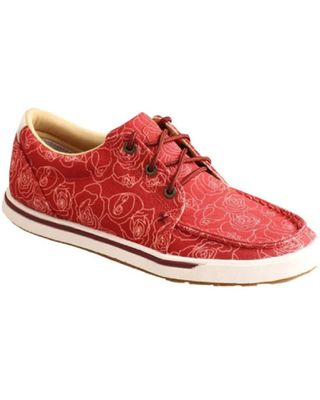 Twisted X Women's Roses Floral Print Lace-Up Kicks Casual Shoes - Moc Toe