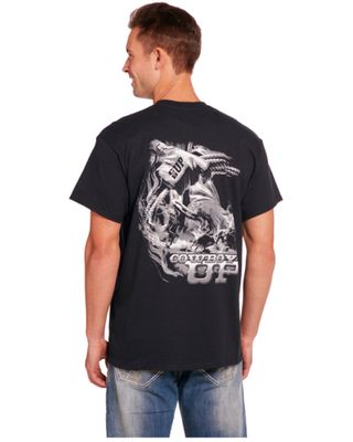 Cowboy Up Men's Black Ghost Rider Graphic Short Sleeve T-Shirt