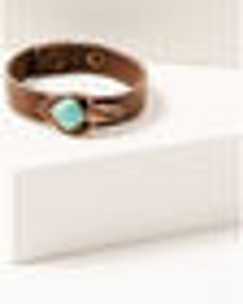 Shyanne Women's 3-piece Copper & Turquoise Longhorn Leather Concho Bracelet Set