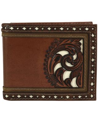 Justin Men's Brown Bifold Tooled Wallet