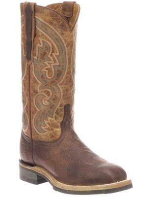 Lucchese Women's Chocolate & Peanut Ruth Cowhide Leather Western Boot - Square Toe