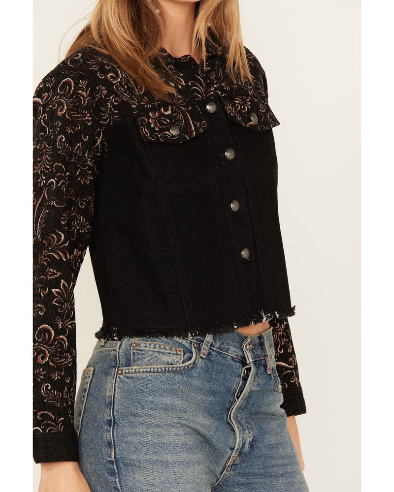 By Anthropologie Brocade Trucker Jacket