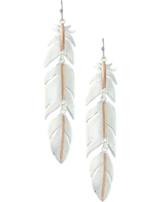 Montana Silversmiths Women's Rose Gold Plume Feather Earrings