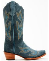 Planet Cowboy Women's Steel My Blues Psychedelic Suede Leather Western Boot - Snip Toe