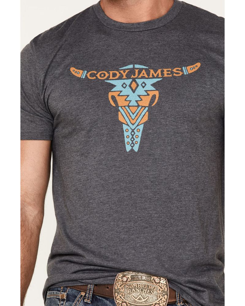 Cody James Men's Bull Skull Printed Graphic Short Sleeve T-Shirt