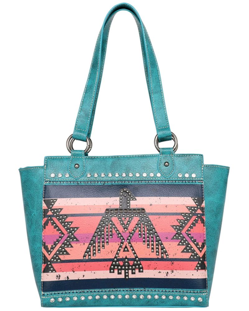 Montana West Women's Turquoise Southwest Print Concealed Carry Tote Bag