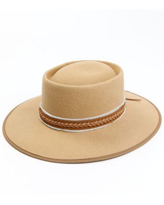 Shyanne Women's Wool Felt Braided Faux Leather Ribbon Western Hat
