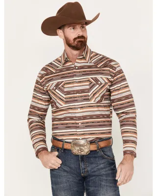 Rough Stock by Panhandle Southwestern Striped Long Sleeve Western Pearl Snap Shirt