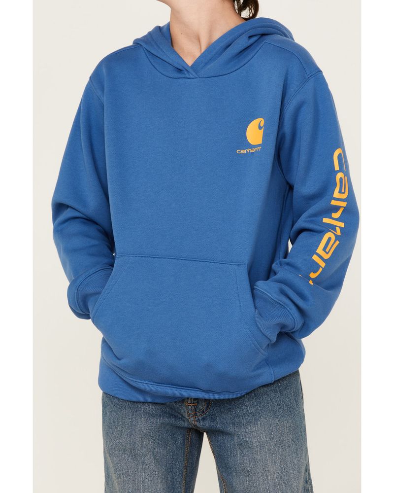 Carhartt Boys' Logo Graphic Long Sleeve Hooded Pullover Sweatshirt