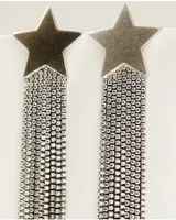 Understated Leather Women's Silver & Rhinestone Fringe Star Earrings