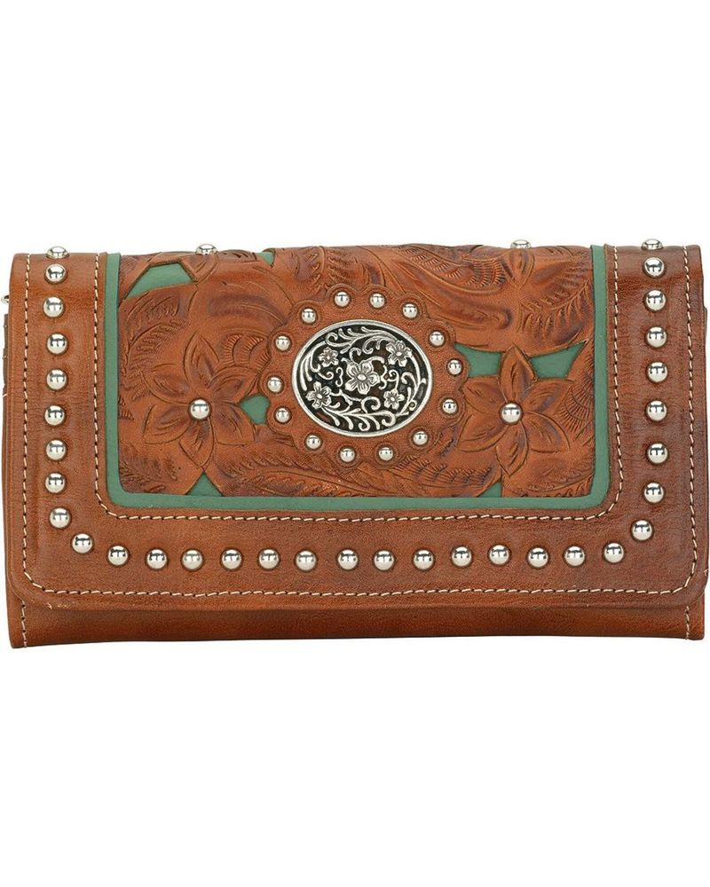 American West Lady Lace Tri-Fold Leather Wallet