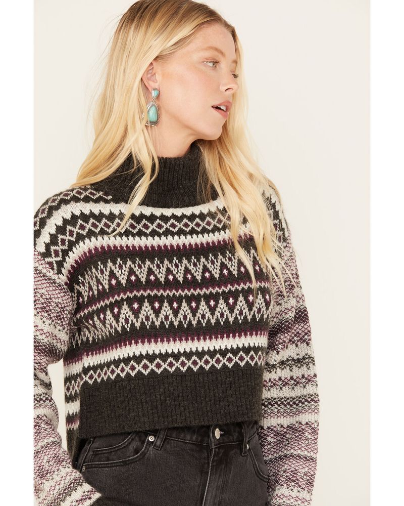 Cleo + Wolf Women's Fair Isle Stripe Knit Cropped Sweater