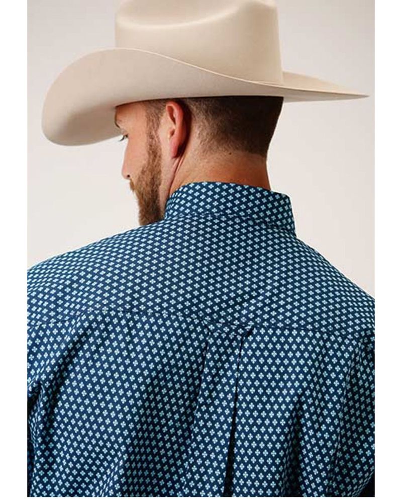 Amarillo Men's Diamond Fluer Foulard Geo Print Short Sleeve Western Shirt