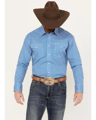 Roper Men's Amarillo Geo Print Long Sleeve Western Stretch Pearl Snap Shirt