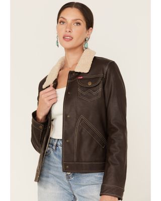 Wrangler Women's Shearing Collar Leather Jacket