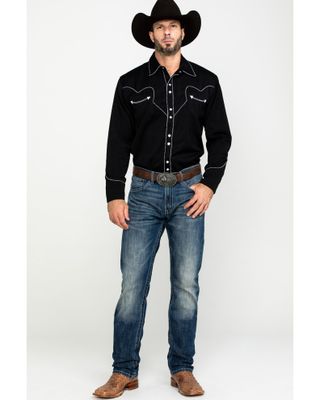 Scully Men's Black Embroidered Long Sleeve Western Shirt