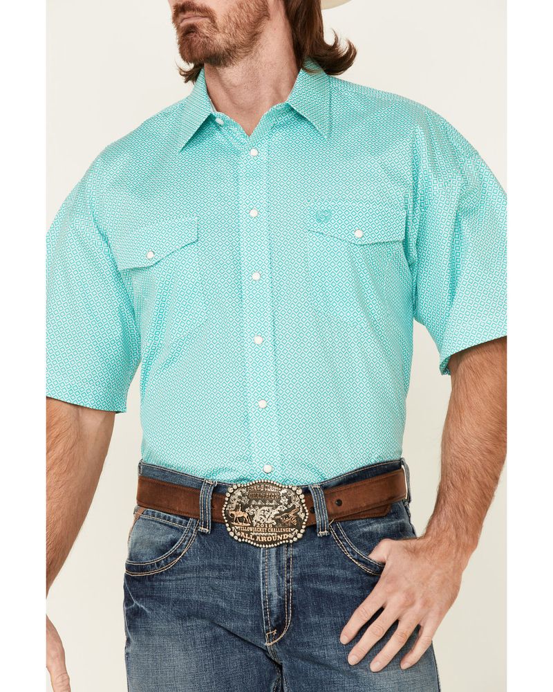 Panhandle Select Men's Geo Print Short Sleeve Snap Western Shirt