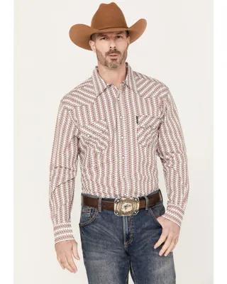 Cinch Men's Striped Geo Print Long Sleeve Western Pearl Snap Shirt