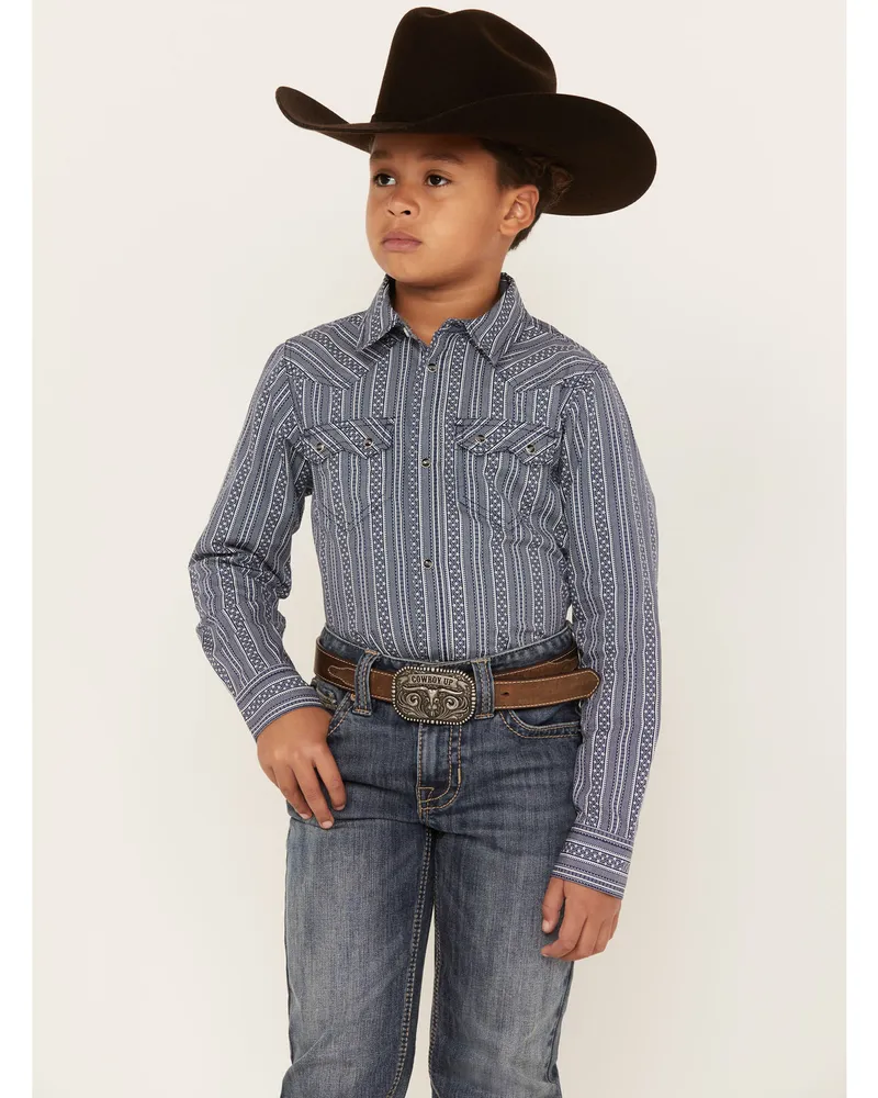 Cody James Boys' Apollo Striped Long Sleeve Western Snap Shirt