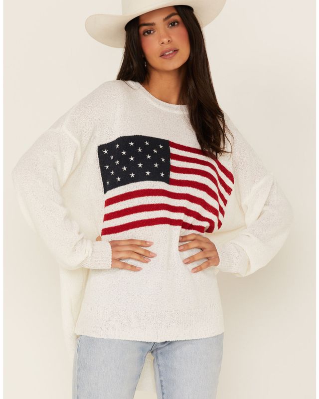 Show Me Your Mumu Women's Woodsy American Flag Knit Sweater