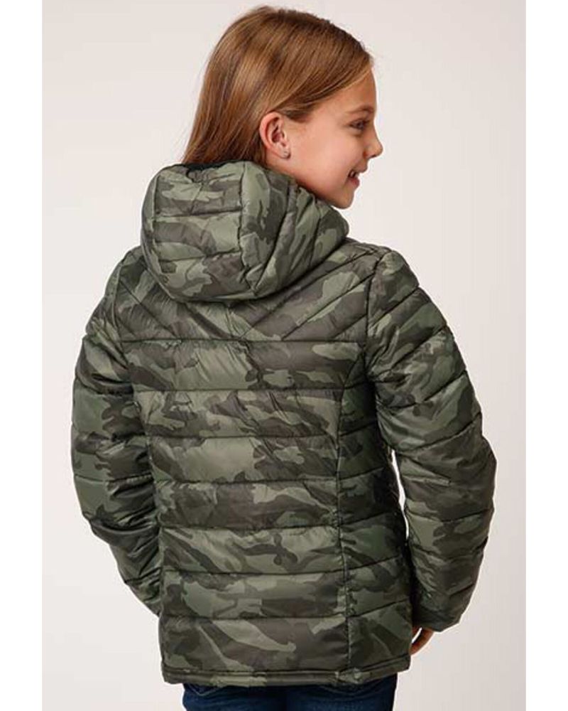 Roper Girls' Lightweight Quilted Hooded Camo Puffer Jacket