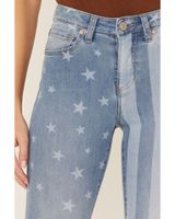 Shyanne Women's Stars & Stripes Print High Rise Super Flare Jeans