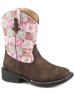 Roper Toddler Girls' Floral Shine Sequin Cowgirl Boots - Square Toe