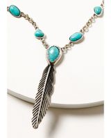 Shyanne Women's Silver & Turquoise Stone Feather Pendant Necklace