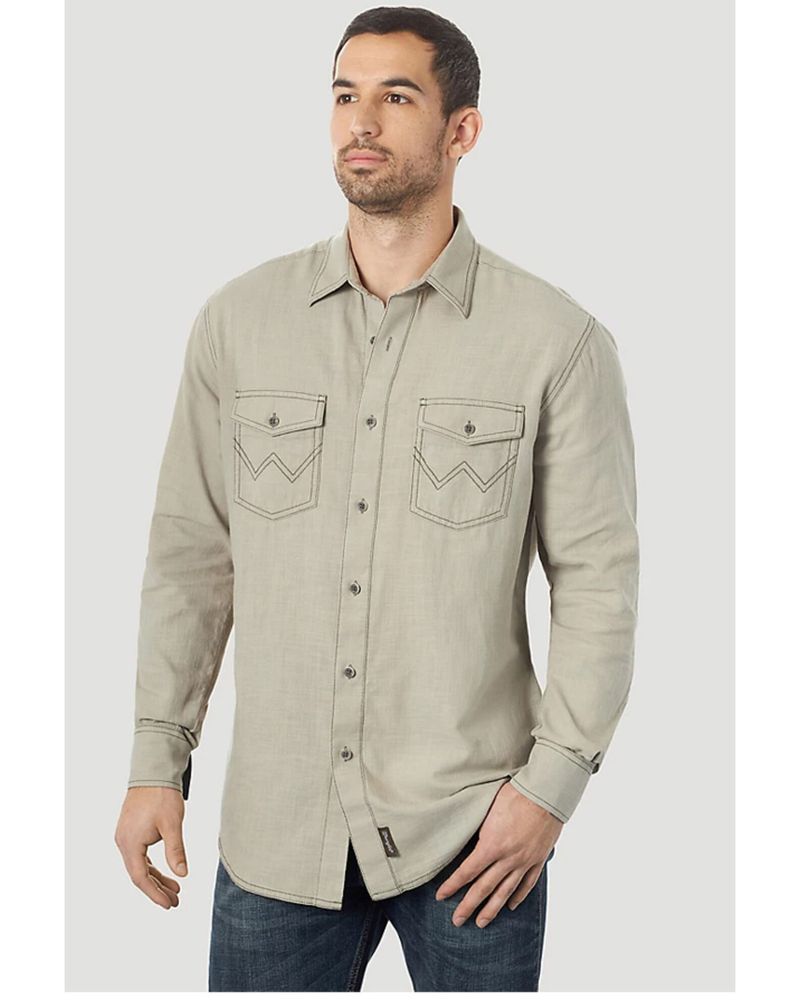 Wrangler Retro Men's Solid Long Sleeve Button Down Western Shirt |  Alexandria Mall