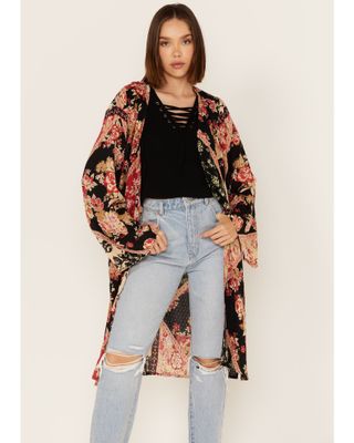 Band of the Free Women's High Hopes Patchwork Floral Print Long Sleeve Kimono