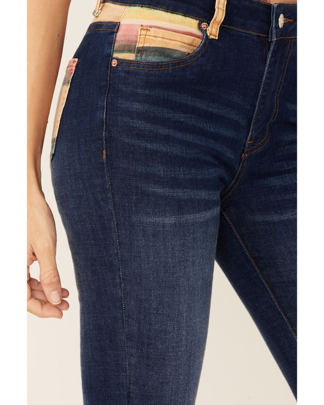 Ranch Dress'n Girls' Medium Wash Serape Pocket Stretch Regular Bootcut  Jeans