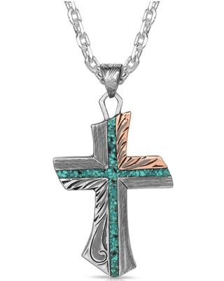 Montana Silversmiths Men's Inner Light Turquoise Cross Necklace