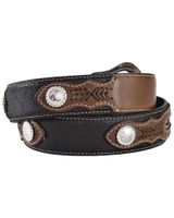 Nocona Ribbon Inlay Leather Belt - Reg & Big