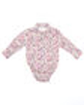Shyanne Infant Girls' Pink Ditsy Floral Print Long Sleeve Snap Onesie