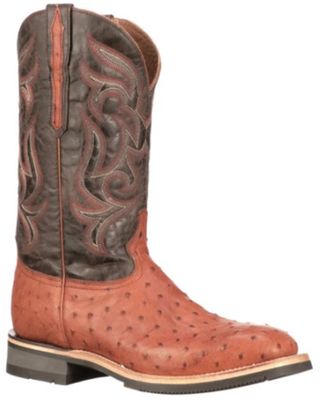 Lucchese Men's Rowdy Ostrich Skin Western Boots - Broad Square Toe